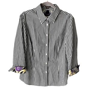 J. McLaughlin Black and White Checkered Top